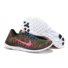 Nike free run flyknit 4.0 болотный с розовым